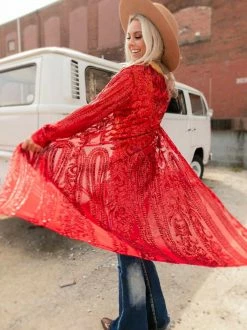 Dongguan Haohoo Clothing CO., Ltd Pre-Orders PREORDER The Royal Sequin Duster - Red