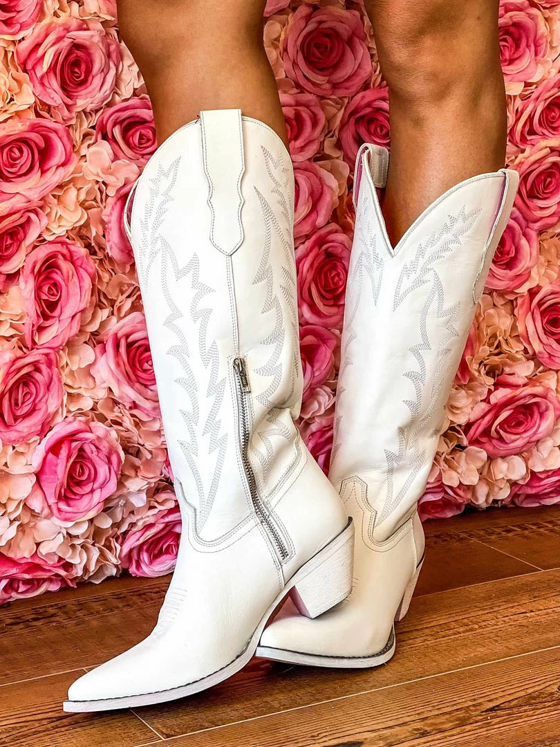 Prachi Leather PREORDER Loretta Boot - White Pre-Orders 7 Prachi Leather PREORDER Loretta Boot - White Pre-Orders