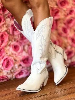 Prachi Leather PREORDER Loretta Boot - White Pre-Orders