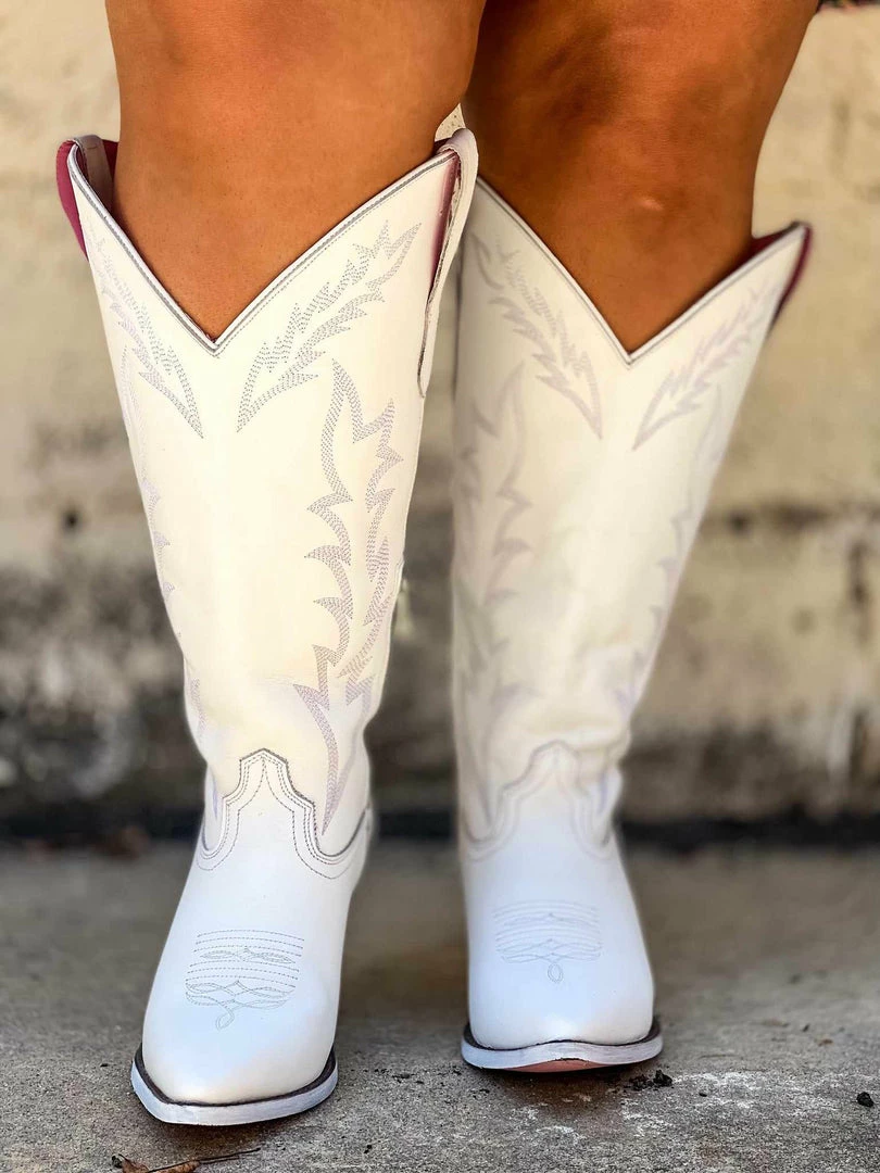 Prachi Leather PREORDER Loretta Boot - White - Wide Calf 3 Prachi Leather PREORDER Loretta Boot - White - Wide Calf