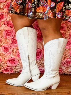 Prachi Leather PREORDER Loretta Boot - White - Wide Calf 7 Prachi Leather PREORDER Loretta Boot - White - Wide Calf