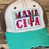 Southern Grace Mamacita Serape Patch Turquoise Beige And Brown Distressed Hat New Arrivals 1 Southern Grace Mamacita Serape Patch Turquoise Beige And Brown Distressed Hat New Arrivals