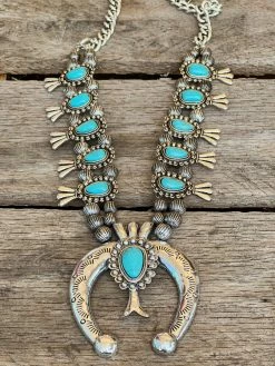 Southern Grace Yarn The Hours Away Silver Squash Blossom Necklace