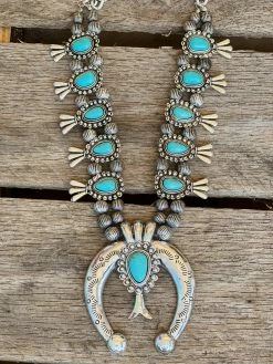 Southern Grace Yarn The Hours Away Silver Squash Blossom Necklace