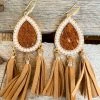 Southern Grace New Arrivals Teardrop Brown Fringe Earrings