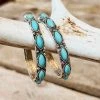 Southern Grace Darlin Please Turquoise Rock Silver Hoop Earrings