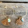 Southern Grace New Arrivals In The Loop Hoop Earrings With Mini Tassels - Brown