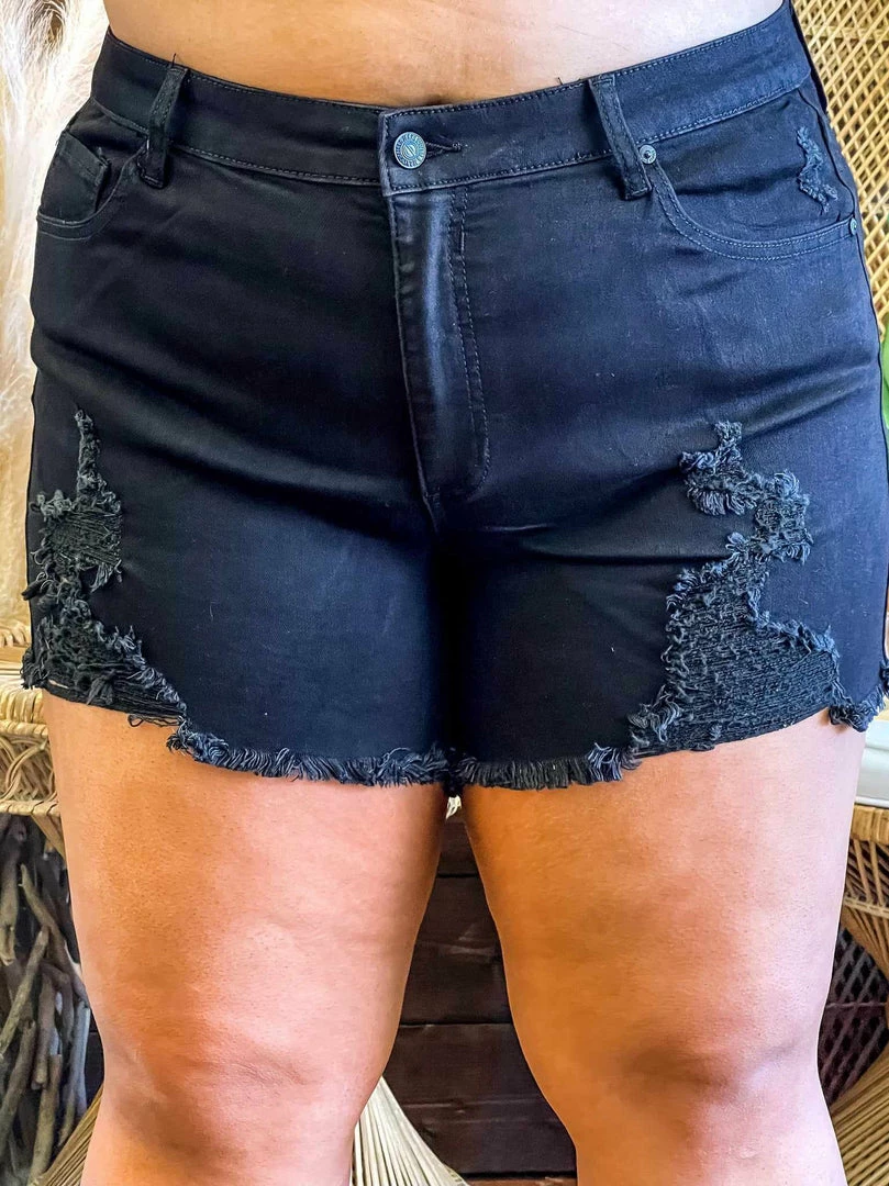 Special A High Rise Distressed Jean Shorts In Black Summer Fever Collection 4 Special A High Rise Distressed Jean Shorts In Black Summer Fever Collection