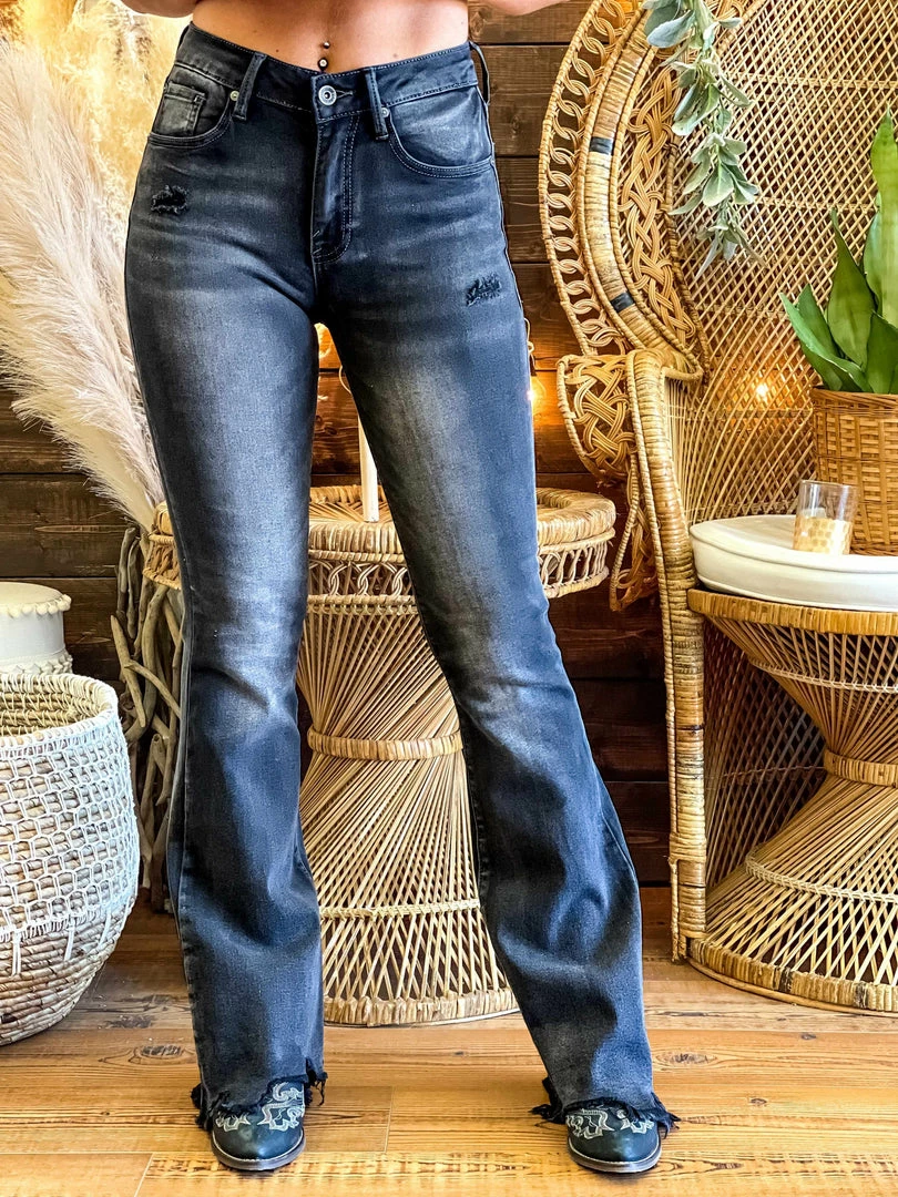 Special A Summer Fever Collection Mid Rise Boot Cut Distressed Jeans - Vintage Black 3 Special A Summer Fever Collection Mid Rise Boot Cut Distressed Jeans - Vintage Black