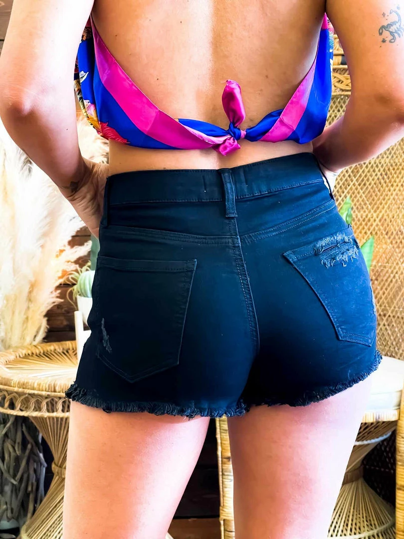 Special A High Rise Distressed Jean Shorts In Black Summer Fever Collection 5 Special A High Rise Distressed Jean Shorts In Black Summer Fever Collection