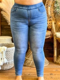 Vocal Denim Legging With All Over Bling New Arrivals