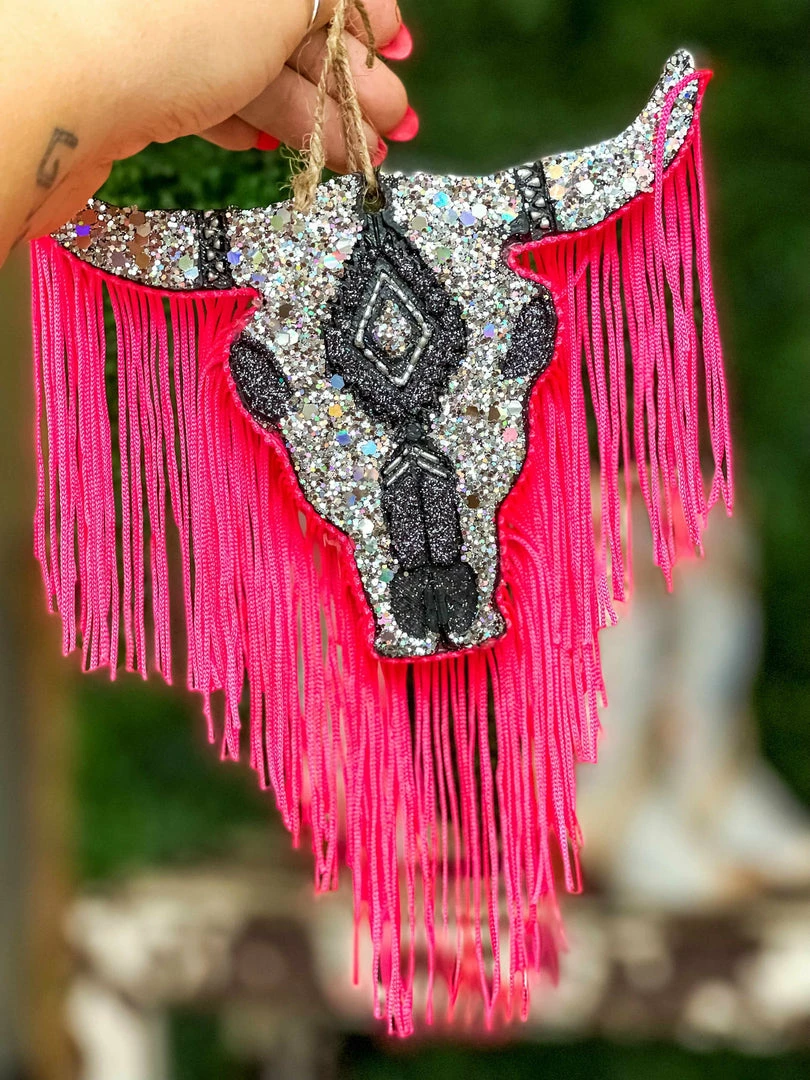 Southern Custom Designs New Arrivals Sassy Silver Steer Neon Fringe Freshie 4 Southern Custom Designs New Arrivals Sassy Silver Steer Neon Fringe Freshie