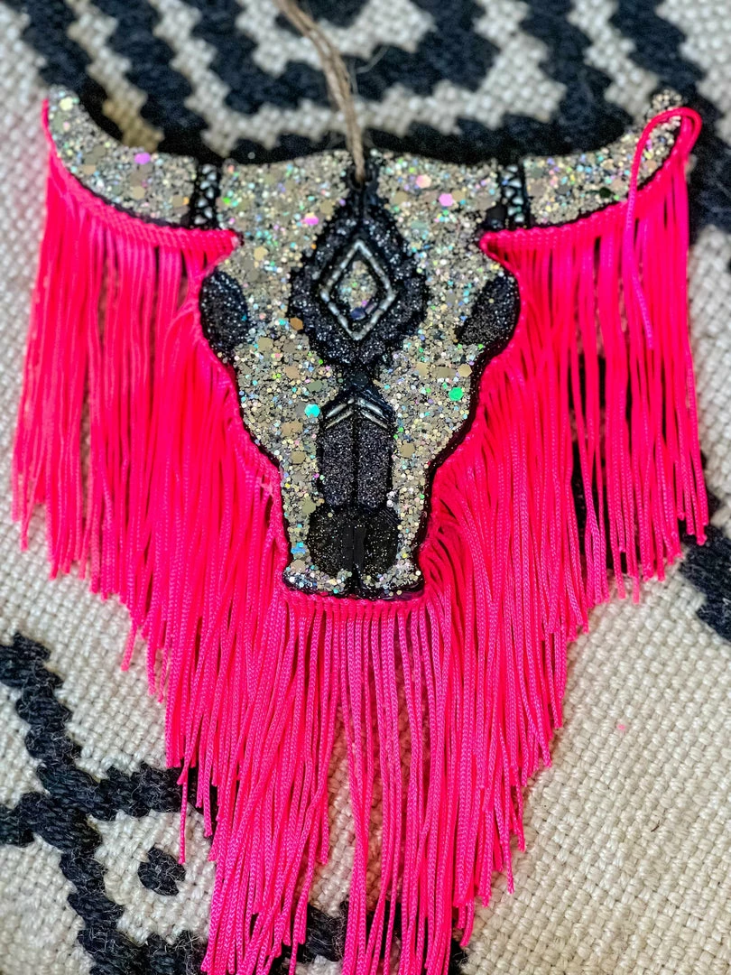 Southern Custom Designs New Arrivals Sassy Silver Steer Neon Fringe Freshie 3 Southern Custom Designs New Arrivals Sassy Silver Steer Neon Fringe Freshie