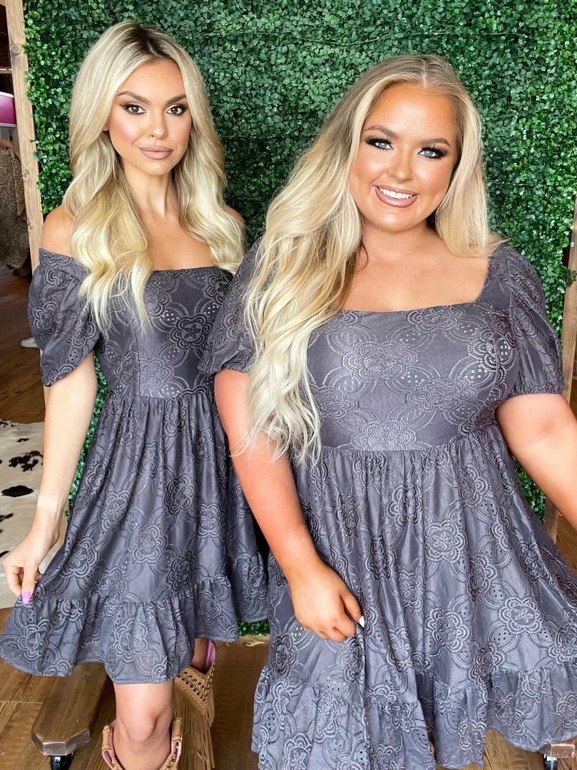 D & J Industies Co., LTD. Pre-Orders PREORDER Girl Next Door Lace Dress - Gray 4 D & J Industies Co., LTD. Pre-Orders PREORDER Girl Next Door Lace Dress - Gray