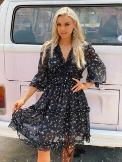 Southern Fried Chics Sale! Popping Lavender Dress - Black