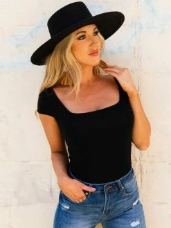 D & J Industies Co., LTD. New Arrivals Your New Favorite Staple — Square Neck Black Bodysuit For Women