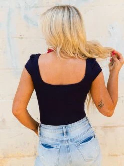 D & J Industies Co., LTD. New Arrivals Your New Favorite Staple Square Neck Bodysuit - Navy