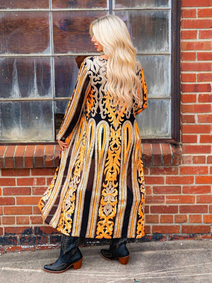 Dongguan Haohoo Clothing CO., Ltd Pre-Orders PREORDER The Royal Sequin Duster - Orange And Gold 4 Dongguan Haohoo Clothing CO., Ltd Pre-Orders PREORDER The Royal Sequin Duster - Orange And Gold