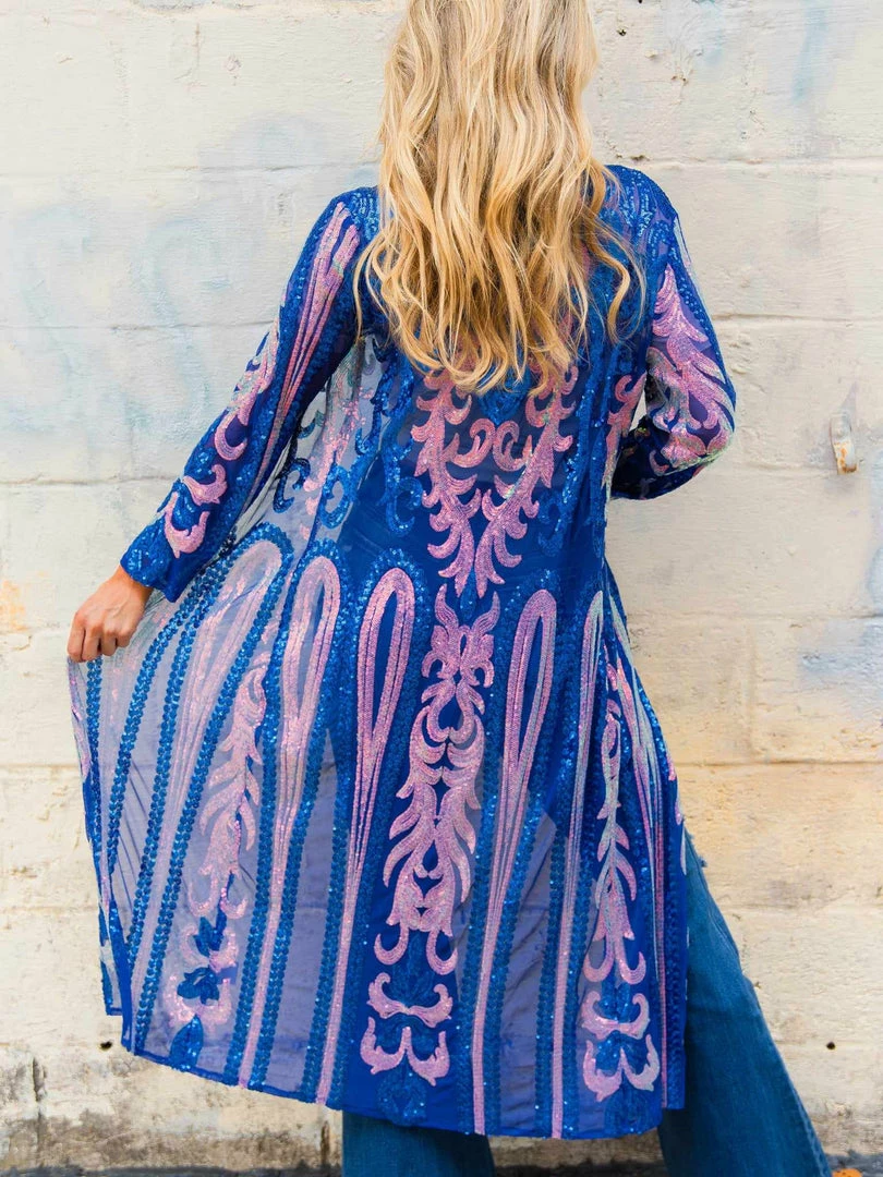 Dongguan Haohoo Clothing CO., Ltd Pre-Orders PREORDER The Royal Sequin Duster - Royal Blue And Silver 8 Dongguan Haohoo Clothing CO., Ltd Pre-Orders PREORDER The Royal Sequin Duster - Royal Blue And Silver