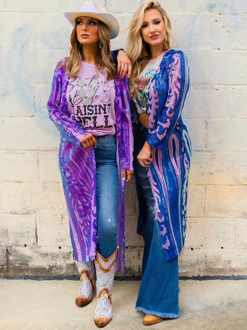 Dongguan Haohoo Clothing CO., Ltd PREORDER The Royal Sequin Duster In Purple 7 Dongguan Haohoo Clothing CO., Ltd PREORDER The Royal Sequin Duster In Purple
