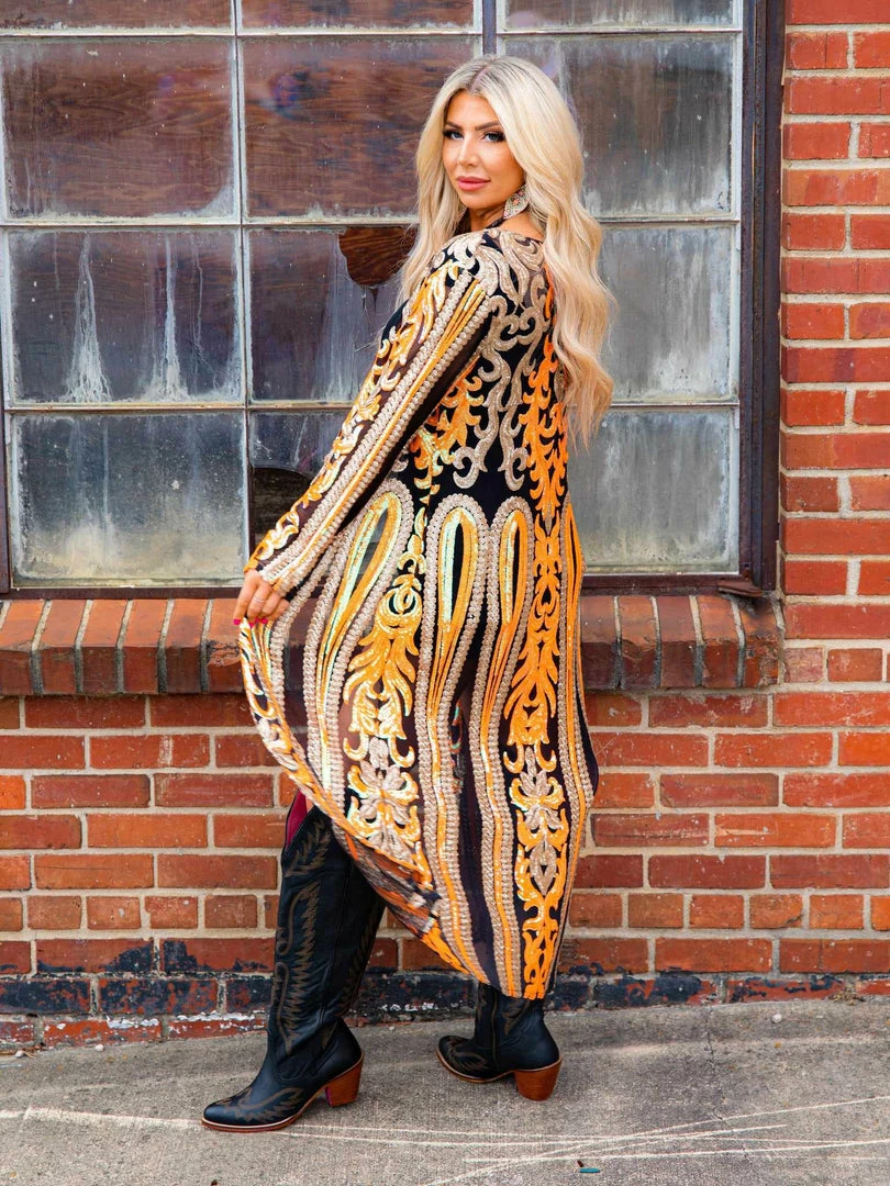 Dongguan Haohoo Clothing CO., Ltd Pre-Orders PREORDER The Royal Sequin Duster - Orange And Gold 7 Dongguan Haohoo Clothing CO., Ltd Pre-Orders PREORDER The Royal Sequin Duster - Orange And Gold