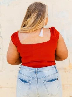 D & J Industies Co., LTD. Your New Favorite Staple Square Neck Bodysuit - Rust