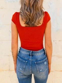 D & J Industies Co., LTD. Your New Favorite Staple Square Neck Bodysuit - Rust