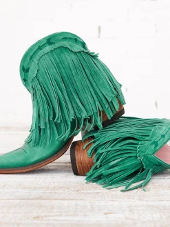 Lane Boots Spitfire Fringe Booties Turquoise By Lane New Arrivals