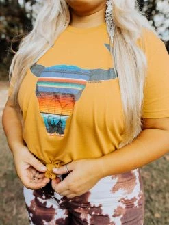 Miss Mud Pie Serape Skull Tee - Mustard Tees 8 Miss Mud Pie Serape Skull Tee - Mustard Tees