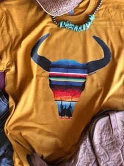 Miss Mud Pie Serape Skull Tee - Mustard Tees 9 Miss Mud Pie Serape Skull Tee - Mustard Tees