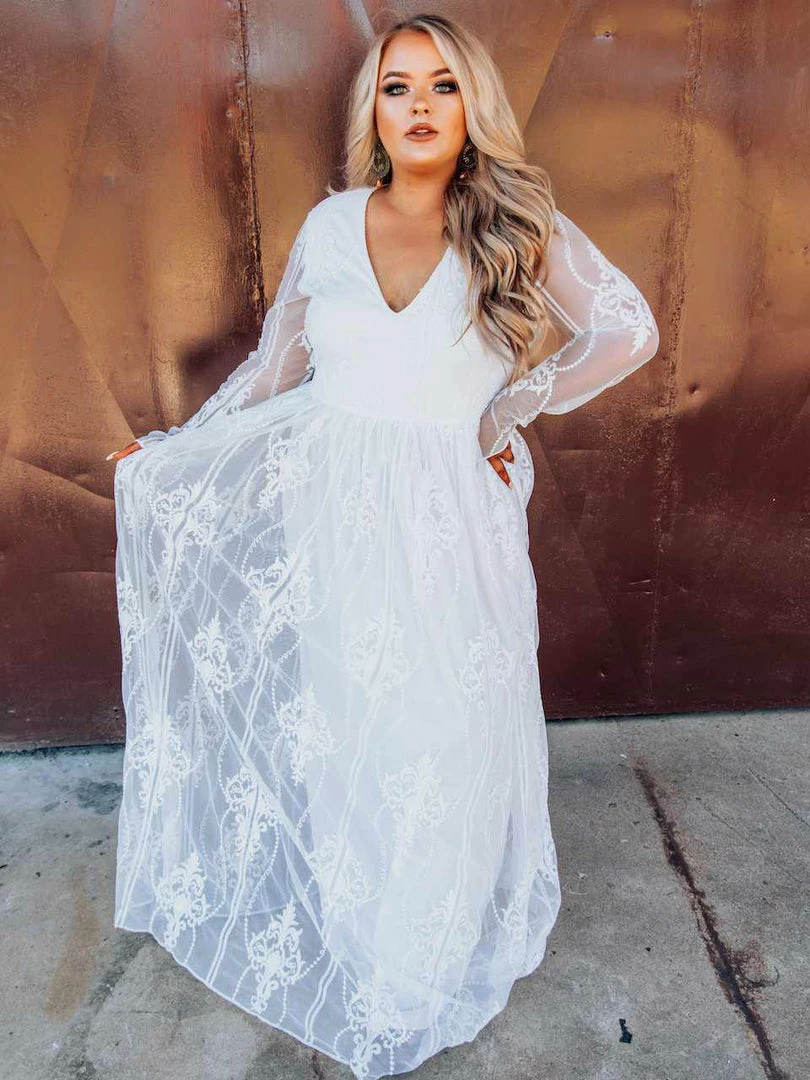 D & J Industries Speechless Dress -Long Sleeve White Dress Bridal 4 D & J Industries Speechless Dress -Long Sleeve White Dress Bridal