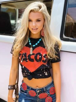 Bling-A-Gogo Tees Taco Bleached Tee - Black