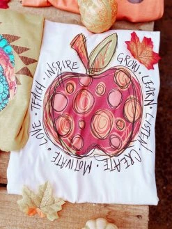 Miss Mud Pie Teacher Apple Tee - Cream Tees