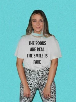 Bling-A-Gogo The Boobs Are Real The Smile Is Fake - Silver