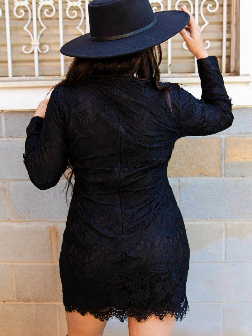 D & J Industries Clothing Daydreamer — Boho Lacy Long Sleeve Little Black Dress 8 D & J Industries Clothing Daydreamer — Boho Lacy Long Sleeve Little Black Dress