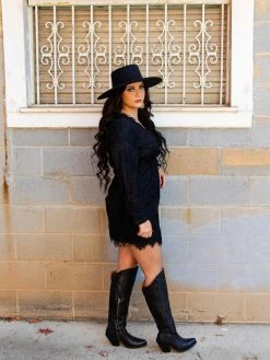 D & J Industries Clothing Daydreamer — Boho Lacy Long Sleeve Little Black Dress 15 D & J Industries Clothing Daydreamer — Boho Lacy Long Sleeve Little Black Dress