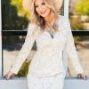 D & J Industries Daydreamer — Boho Lacy Long Sleeve Little White Dress