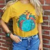 Miss Mud Pie Tees Turquoise Pumpkin Tee - Mustard 2 Miss Mud Pie Tees Turquoise Pumpkin Tee - Mustard
