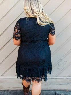 D & J Industries Wrapped Up In Your Arms Lace Dress - Black