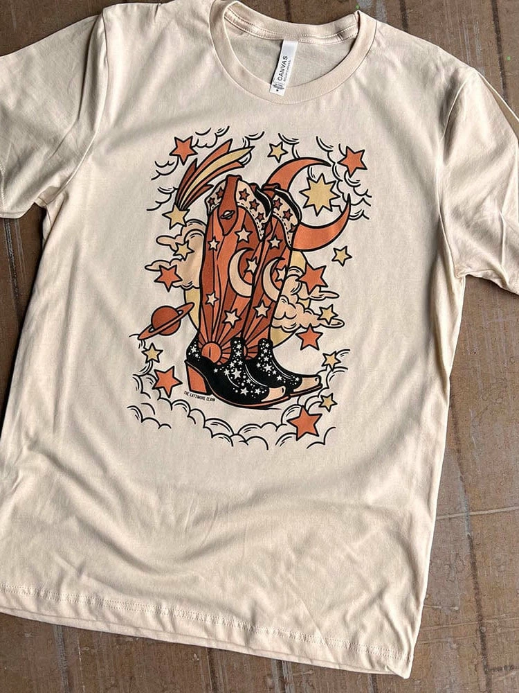 Miss Mud Pie New Arrivals Cosmic Boots With Stars T-shirt 3 Miss Mud Pie New Arrivals Cosmic Boots With Stars T-shirt