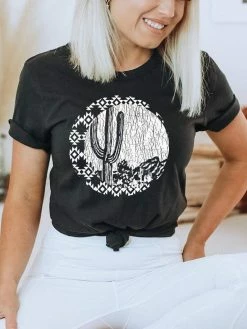 Miss Mud Pie Desert Saguaro Tee - Black