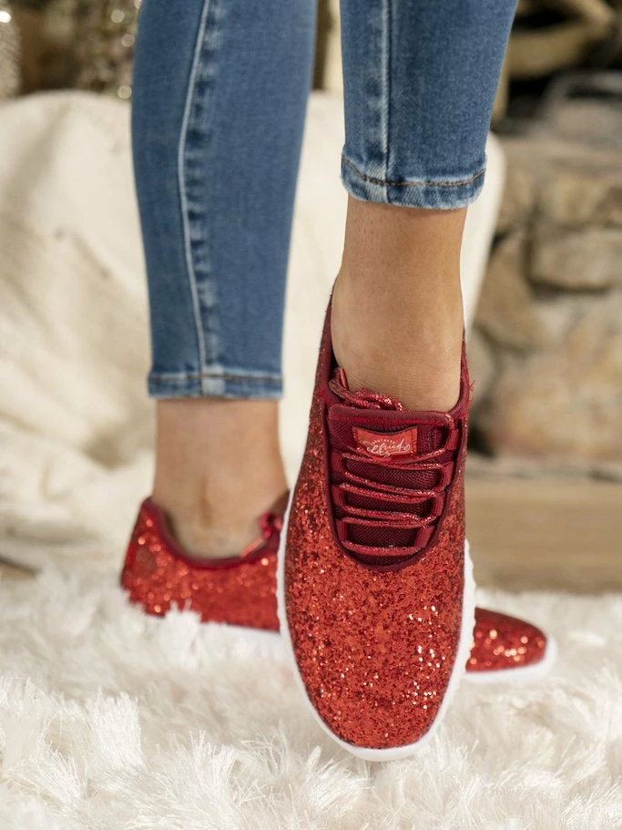 Mango Glitter Bomb Sneakers Adult And Children - Red On White 4 Mango Glitter Bomb Sneakers Adult And Children - Red On White
