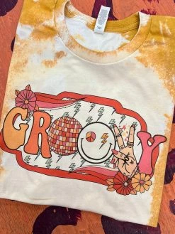 Miss Mud Pie Groovy T-shirt - Mustard Bleach