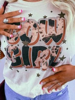 Miss Mud Pie Cowgirl And Stars Tee - Natural Clothing