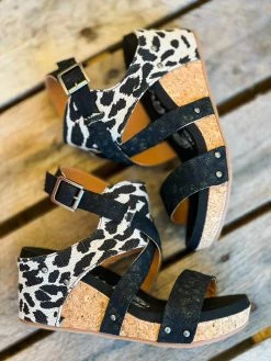 Very G Claire Black Strap Wedge