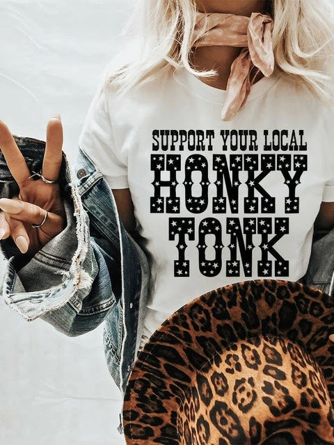 Miss Mud Pie Support Your Local Honky Tonk — Country Girl T-Shirt In White Clothing 3 Miss Mud Pie Support Your Local Honky Tonk — Country Girl T-Shirt In White Clothing